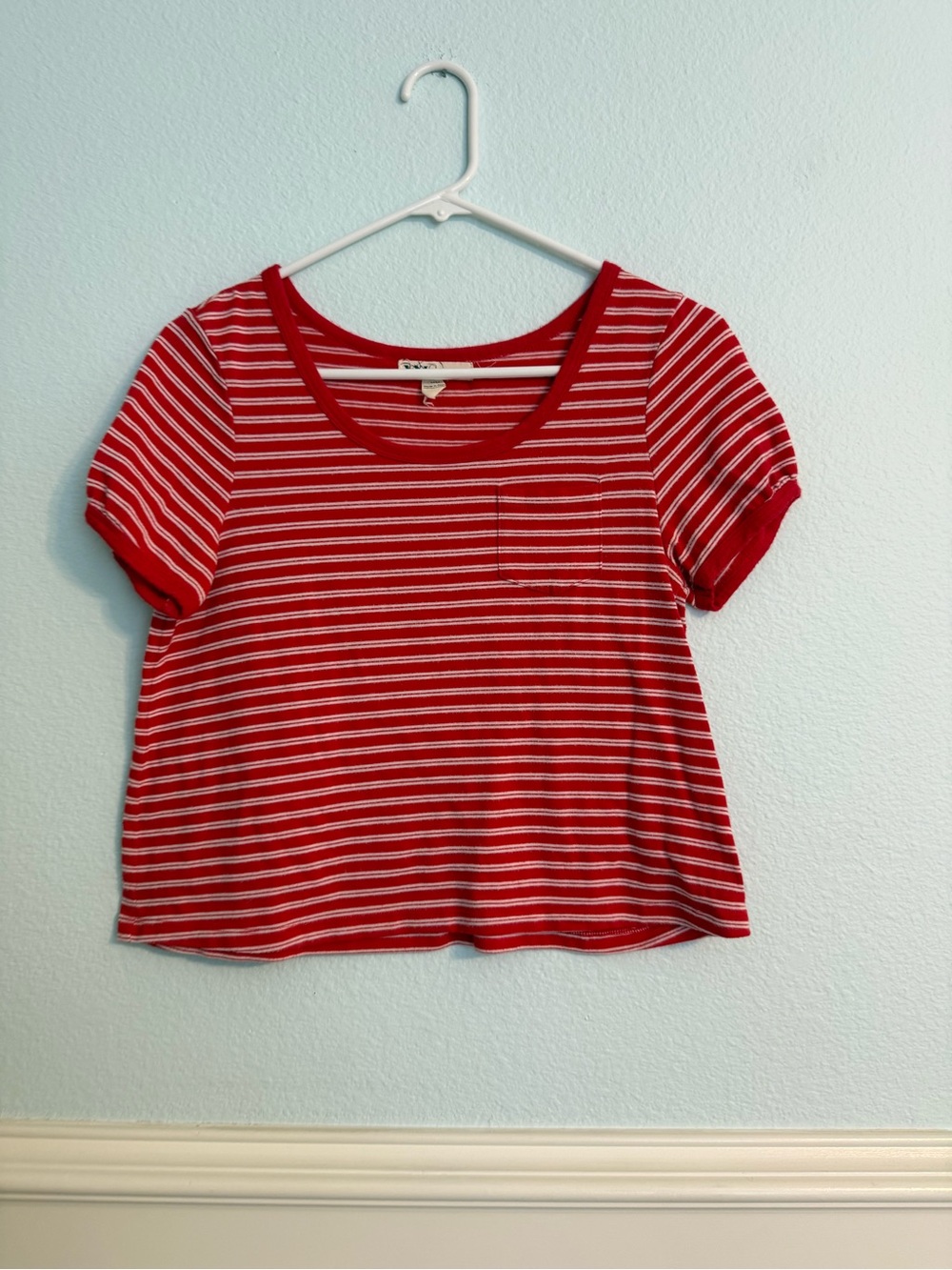 Forever 21 Red and White Striped Scoop Neck Tee